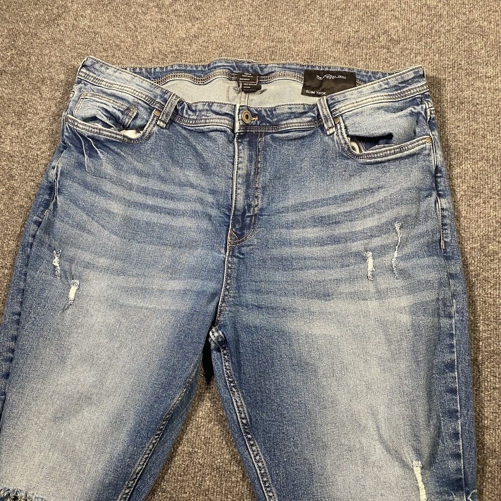 The Perfect Jean NYC Slim Thick Faded Whiskered Denim Mens 42x28 Distressed